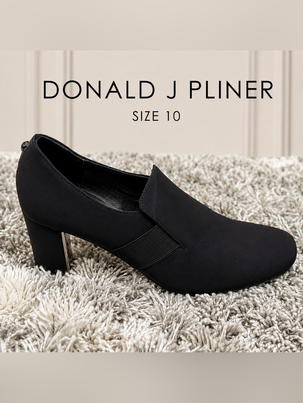 Donald J Pliner Black Stretch Fabric Pointed Toe Heels Size 10